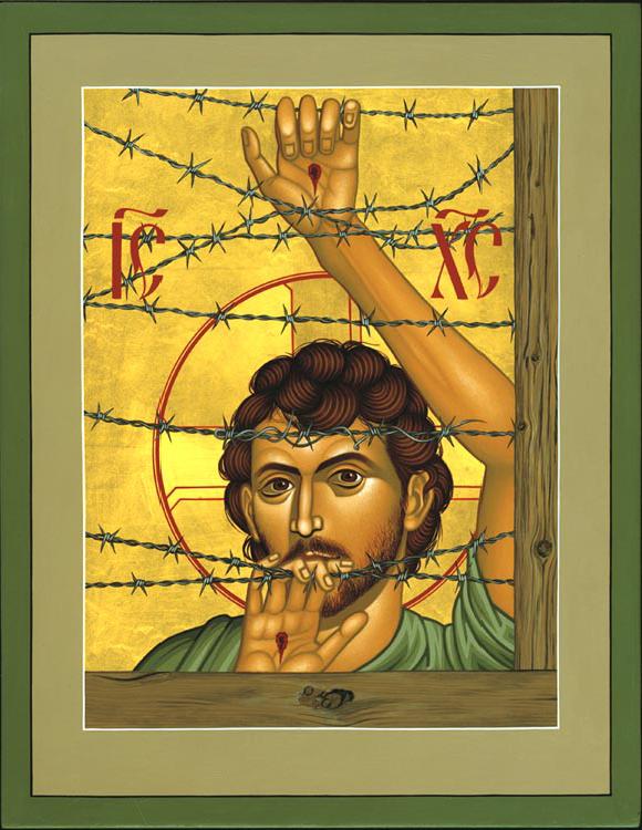 The painter talks about this icon as a tribute to the Christ who is among the least of us and on the margins of this world.
