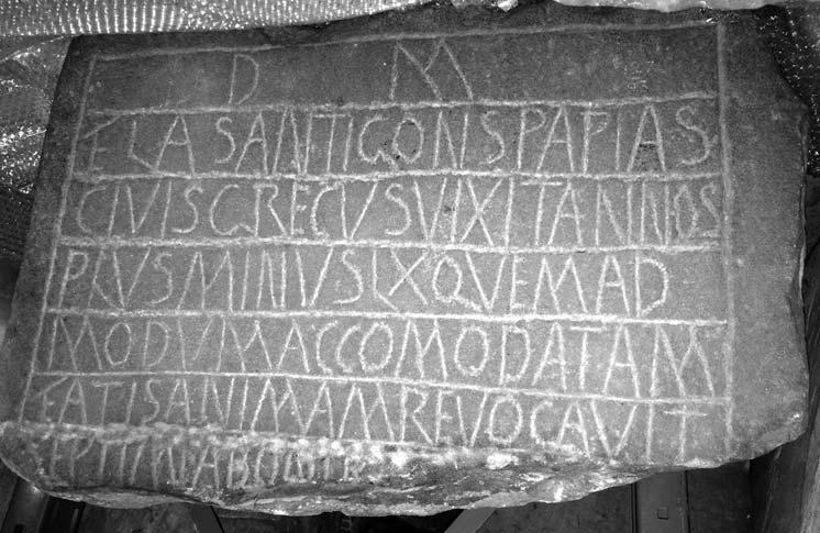 295 THREE SHORT NOTES ON RIB 955 = CLE 1597 In December 2014, I was given the opportunity to examine the funerary inscription for Flavius Antigonus Papias (RIB 955 1 = CLE 1597), 2 discovered at