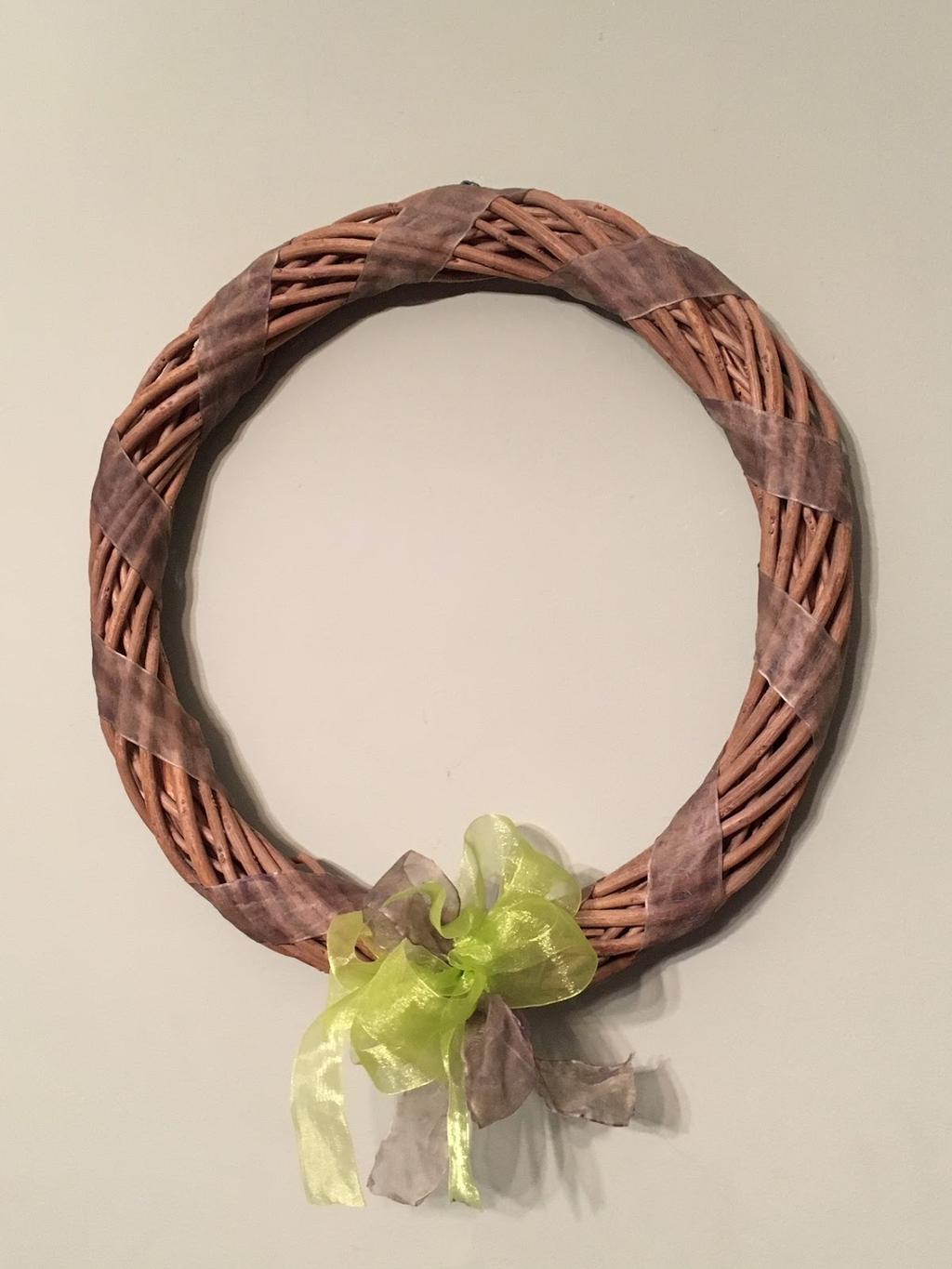 To make this, you will need a grapevine wreath, a bow (we chose green to represent the growth we will experience during Great Lent), colored paper,