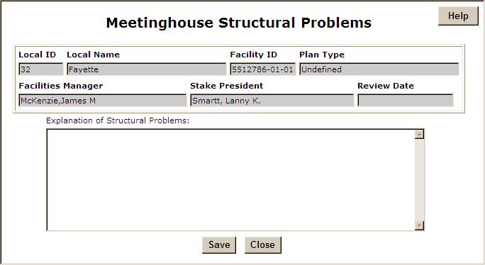 On the Meetinghouse Adequacy Detail screen, the FM will transfer the information gathered from column A, B, C of the Rating and Evaluation Form into the Current Adequacy Rating field and review it