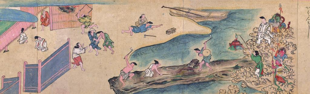 Figure 5. Hasedera engi emaki, scroll I, section 11. From there, it was hauled to Taima, and lastly to the Hase River.