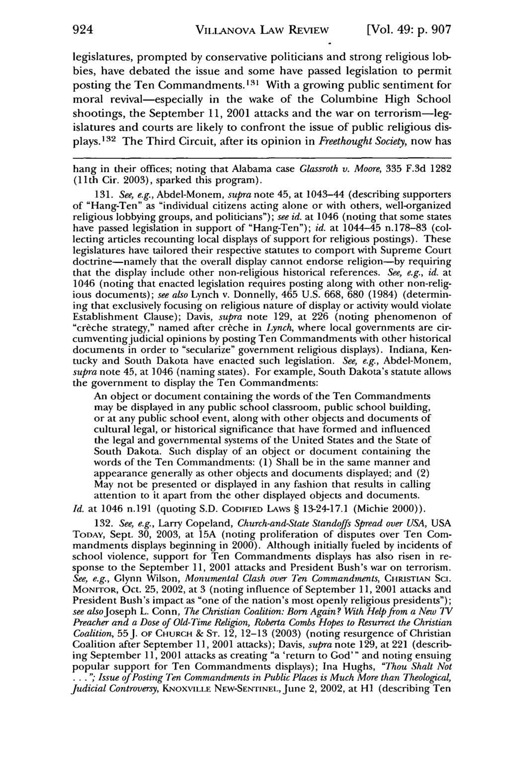 924 Villanova Law VILLANOVA Review, Vol. LAW 49, Iss. REVIEW 5 [2004], Art. 2 [Vol. 49: p.