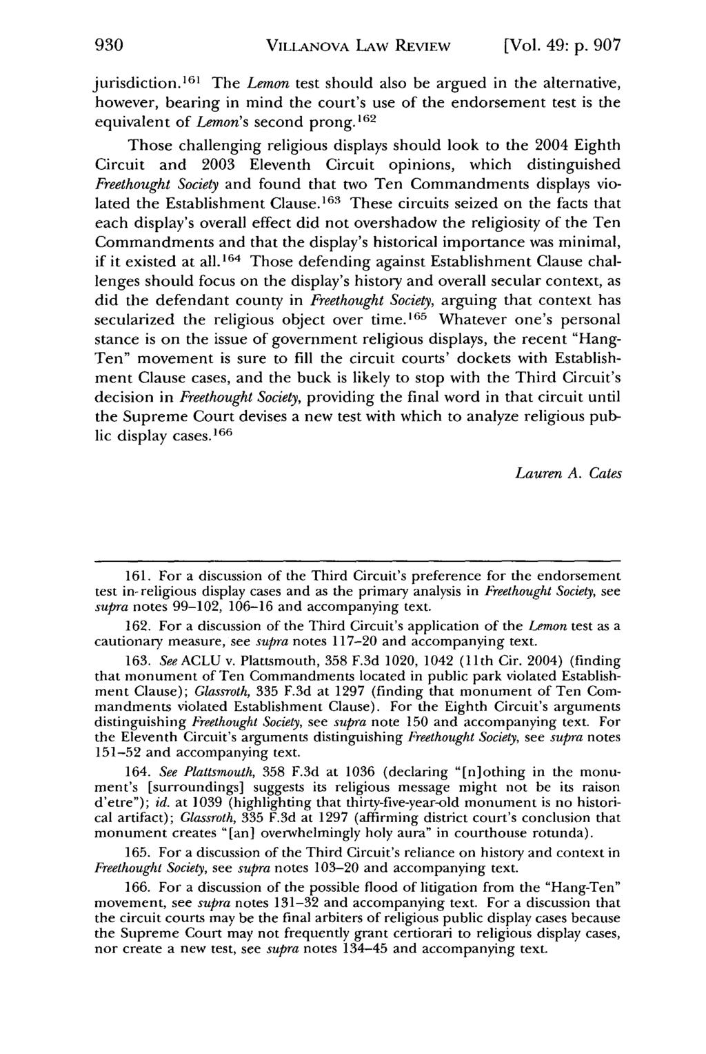 930 Villanova Law Review, Vol. 49, Iss. 5 [2004], Art. 2 VILLANOVA LAW r REVIEW [Vol. 49: p. 907 jurisdiction.