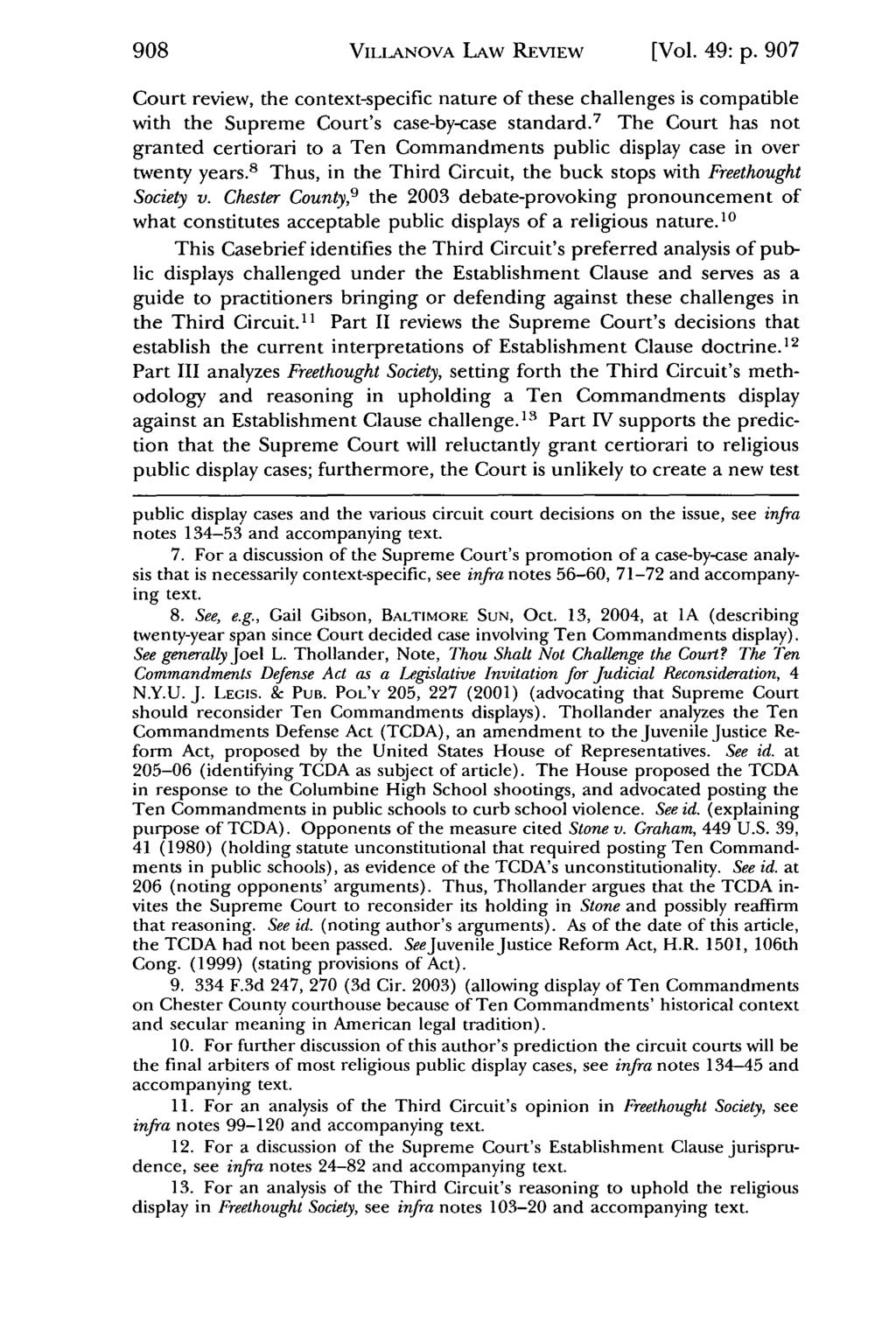 908 Villanova Law Review, Vol. 49, Iss. 5 [2004], Art. 2 VILIANOVA LAW REVIEW [Vol. 49: p.