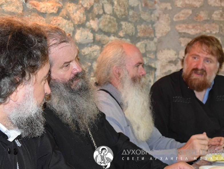 The Fathers Vasilij, Konstantin, Vasilij, Dimitrij during the dinner It is always a true blessing to meet other Christians as Jesus said and the joy of the shared dinner which consisted of bread,