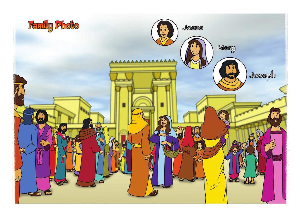 Instructions: Find Mary, Joseph, and Jesus as they visit the temple.