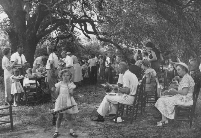 The Albanac 4 Dinner on the Grounds Sunday, October 27th 1940s photograph of Dinner on the Grounds at St.