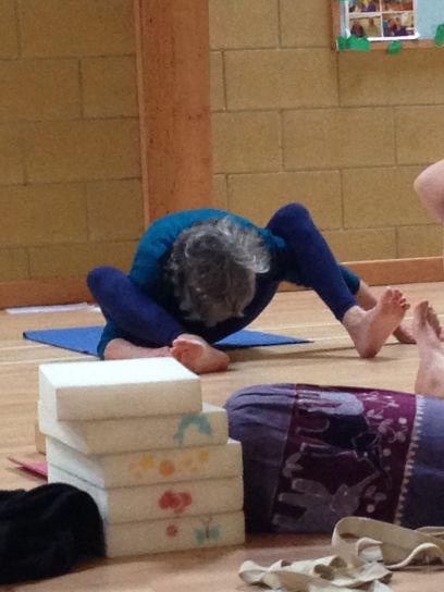 After the usual concession to eating at lunchtime, ie Supta Sukhasana, we moved on to a variety of backbends with chairs.