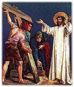 SECOND STATION Jesus Carries His Cross And Pilate said to the Jews, Behold, your king. But they cried out, Away with him! Away with him! Crucify him! Pilate said to them, Shall I crucify your king?