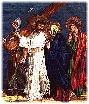 FOURTH STATION Jesus Meets His Afflicted Mother Now there were standing by the cross of Jesus his mother and his mother s sister, Mary of Cleophas, and Mary Magdalene.