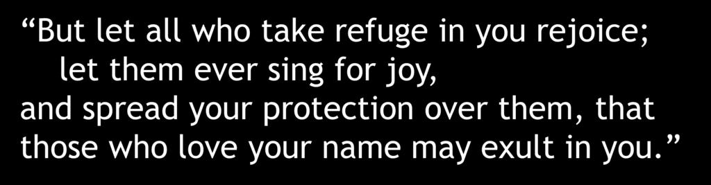 But let all who take refuge in you rejoice; let them ever sing for joy, and spread