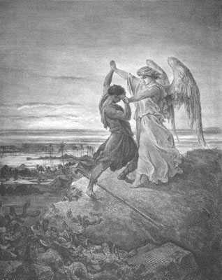 Genesis 32 Jacob wrestles with the Angel.