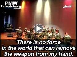 Lyrics of the song: "From my wounds, my weapon has emerged. Oh, our revolution, my weapon has emerged. There is no force in the world that can remove the weapon from my hand. My weapon has emerged.