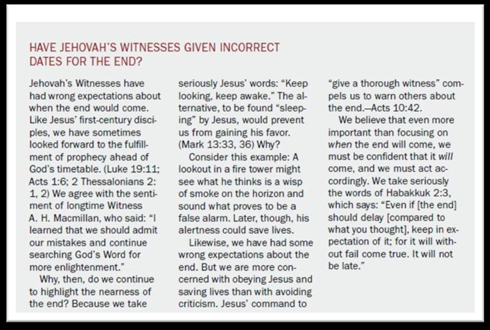 The Watchtower, July 15, 2013, page 26 A significant The Watchtower magazine There can be no doubt that this issue of The Watchtower magazine introduces significant changes by the GB.