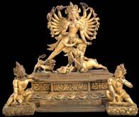 Durga Killing the Buffalo Demon Nepal; 13th century Gilt copper alloy HAR 65433 Style This outstanding sculpture perfectly combines the dynamic with the static.