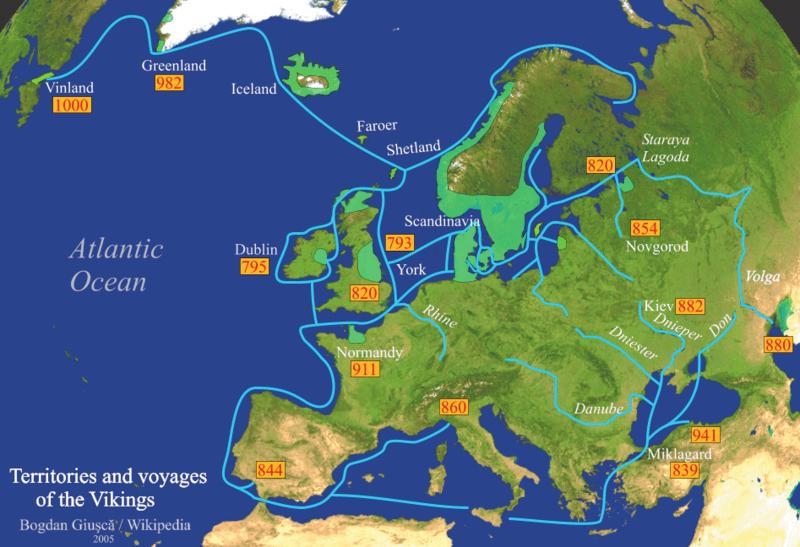 coast of England. Growing evidence indicates, however, that considerable overseas Viking migration, west across the North Sea and east across the Baltic, occurred long before that.
