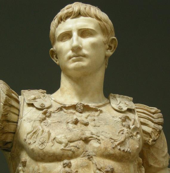 Augustus: the Prima Porta statue. Augustus became styled as a remote, ageless, god-like figure, with perfect hair (like Julius Caesar s, but a bit thicker!) and regular, unlined features.