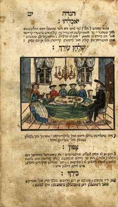 Unique Features: Five woodcut illustrations among the pages of the haggadah that were hand-painted in vivid colors, apparently soon after the book was printed. The title page was also painted.