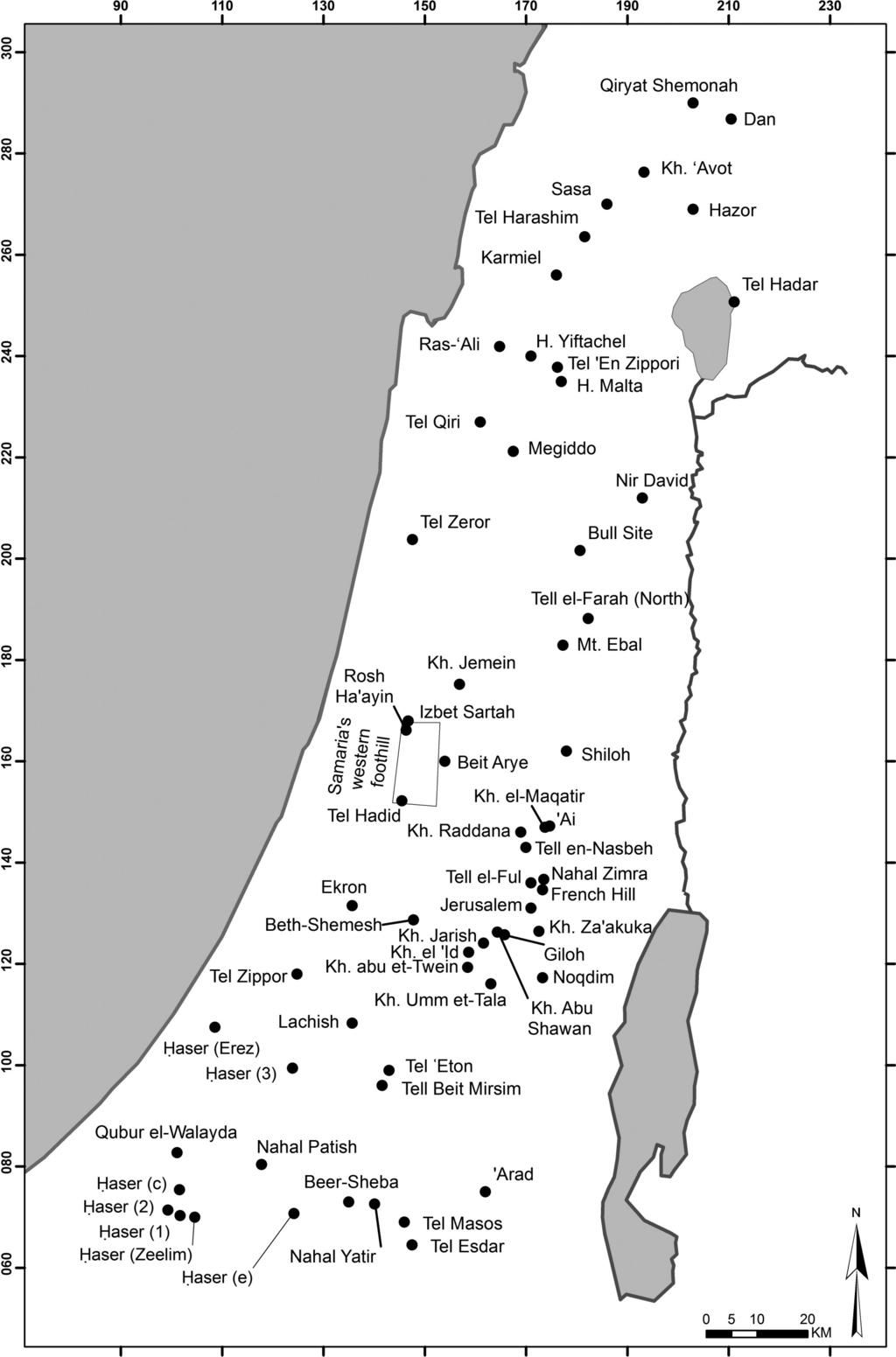250 AVRAHAM FAUST Figure 1: A map with the sites mentioned in the text (note that the map