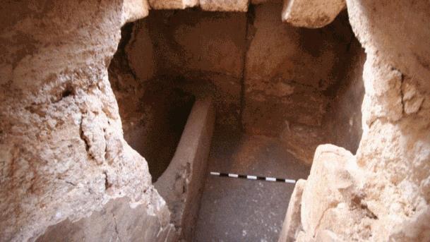 The bathtub found on Mt. Zion, carved out of the bedrock. It had been covered by a stone brick roof that remained intact these 2,000 years.