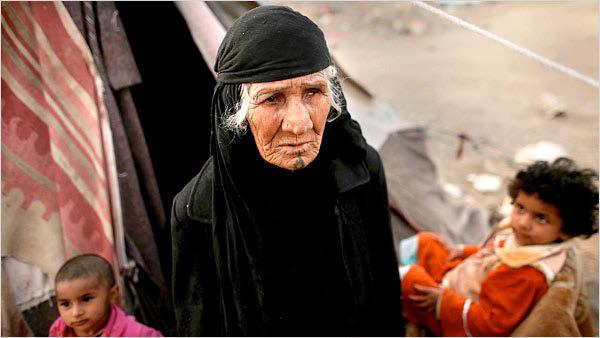 A Sunni Arab great-grandmother, who thinks she is about 100,