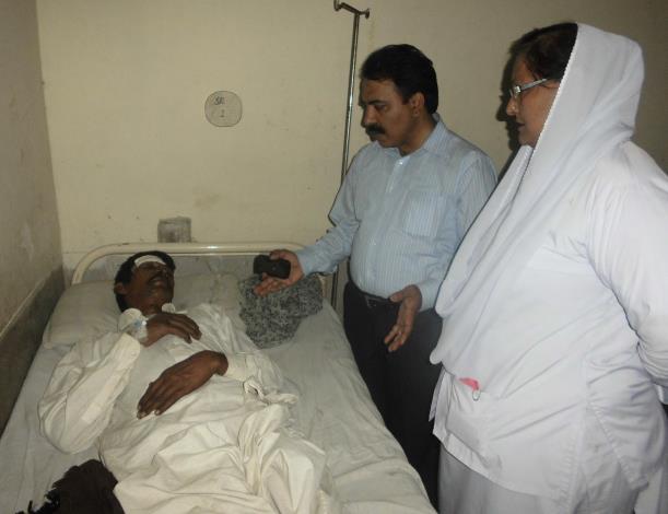 At this, Shamoon Masih got faint and was taken to DHQ Hospital for medical treatment.