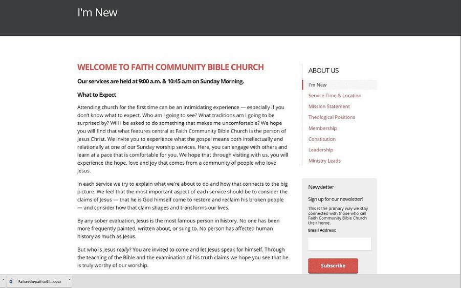 consider yourself new within the last two years of our church. To you I want to say, take the next step in connecting. First, if you do not receive our newsletter, please do.