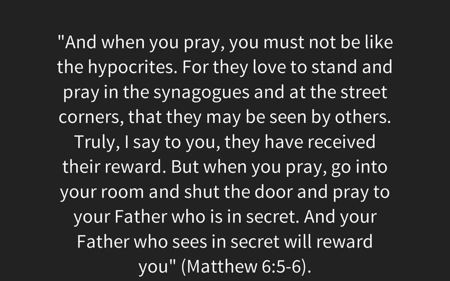 Jesus begins here like he did earlier now focusing on prayer. The formula is the same. When you pray to be seen by men, you have your reward in full. Now that word reward is interesting.