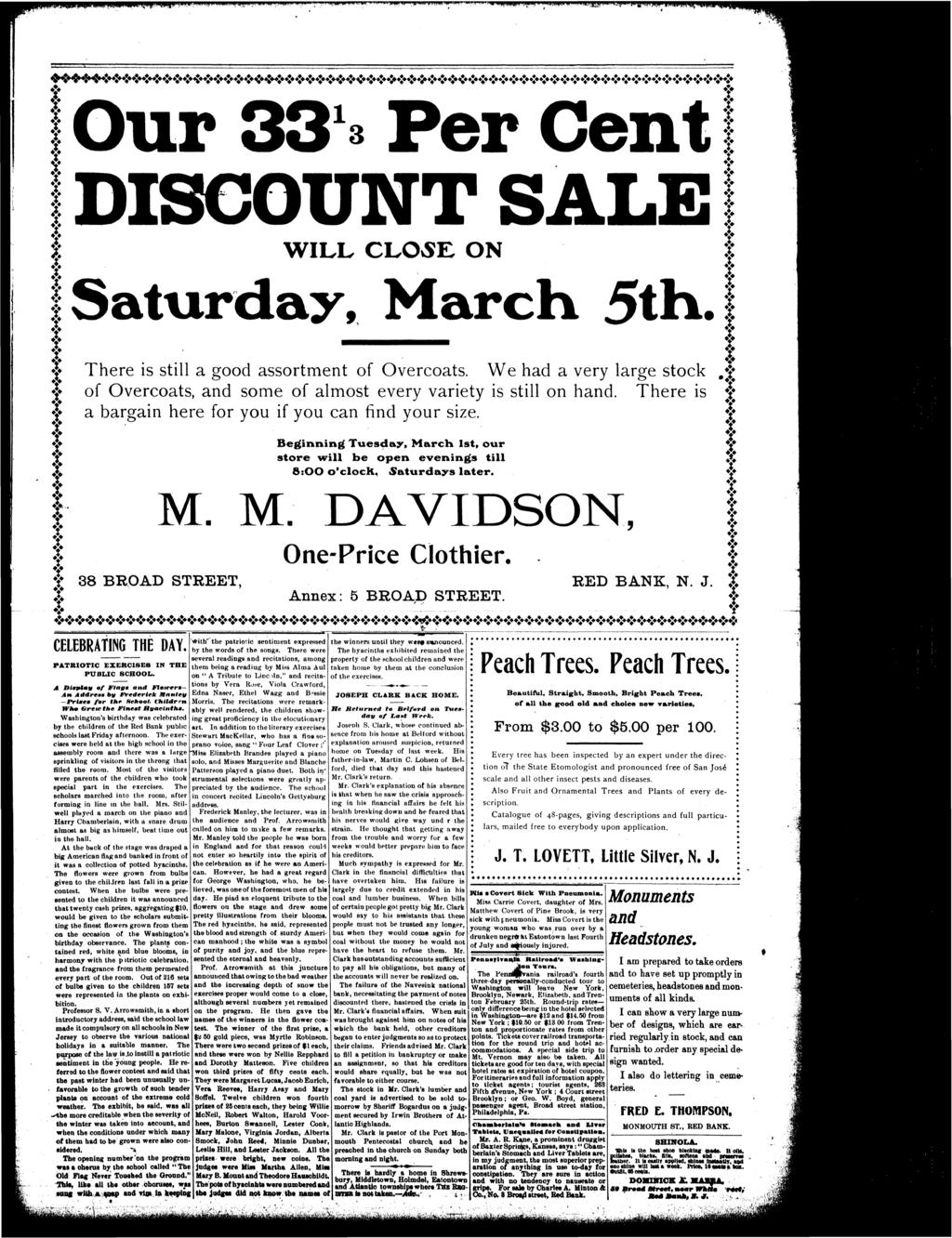 * y $ J * X t t Our 33 1 3 Cent t DSCOUN SALE WLL CLOSE ON Saturday, March 5th.