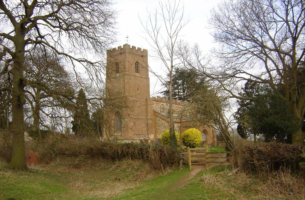 The building is constructed mainly of red sandstone with some limestone rubble. It is situated at the very western edge of the village, backing onto fields and glebe land and overlooks the River Avon.