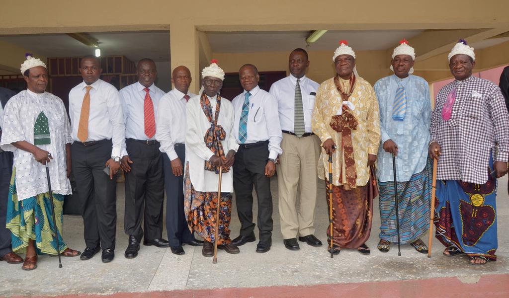 The Obong of Calabar, His Eminence, Edidem Ekpo Okon Abasi Otu with his entourage and leaders of the Church. Royal Highness Eso Ita Adim IV.