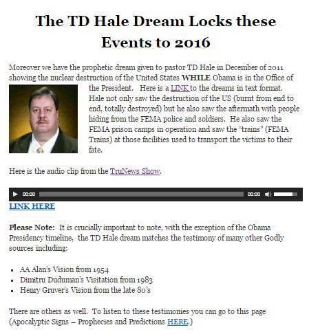 PASTOR TD HALE DREAMS TD Hale Thermonuclear War 1 TD Hale FEMA Camps 2 TD