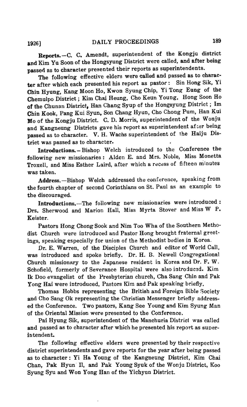 1926] DAILY PROCEEDINGS 189 Reports.-C, C.