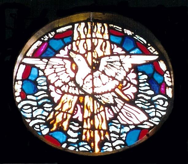 In a stained glass window high up on the west wall, you can see a dove. In church it is the symbol of the Holy Spirit. Do you know of another symbol is associated with a dove?