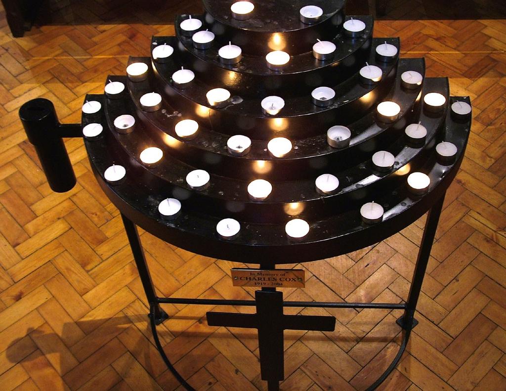 Take the children to the back of the church to sit near the votive candle stand. Talk about the purpose of a kneeler or hassock. Why do Christians usually kneel to pray?
