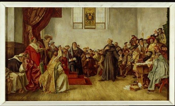 THE DIET OF WORMS, 1521 1. What do you think Martin Luther is doing in this image from the Diet of Worms? 2. What body language helped you determine your answer to question one? 3.