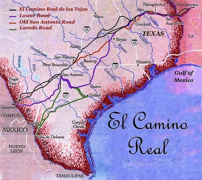 Fig. 2 Map of the El Camino Real and Old San Antonio Road. El Camino Real Trail Partners, El Camino Real Map, http://www.elcaminorealtx.com/images/maplg.jpg (last visited Apr. 3, 2015). A. Daniel William Cloud Daniel William Cloud was a 22-year-old attorney from Logan County, Kentucky.