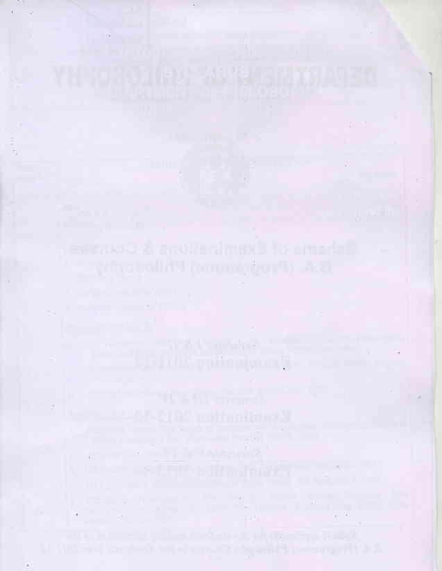 B.A. (Programme) PHILOSOPHY SYLLABUS DEPARTMENT OF PHILOSOPHY