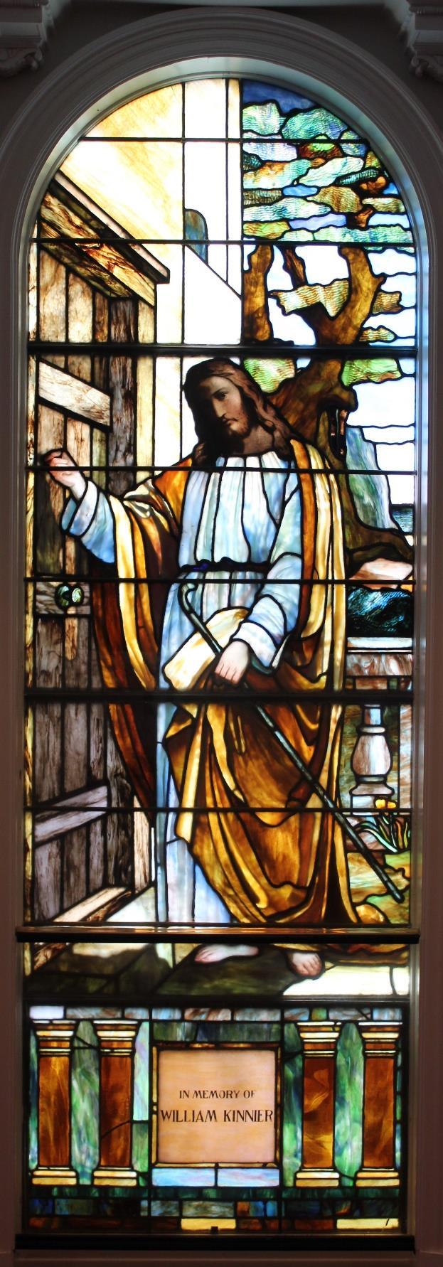 Narthex (Middle Window in west wall) Christ at the Door Revelation 3:20 William Kinnier (1836-1899) This window is one of the many windows brought