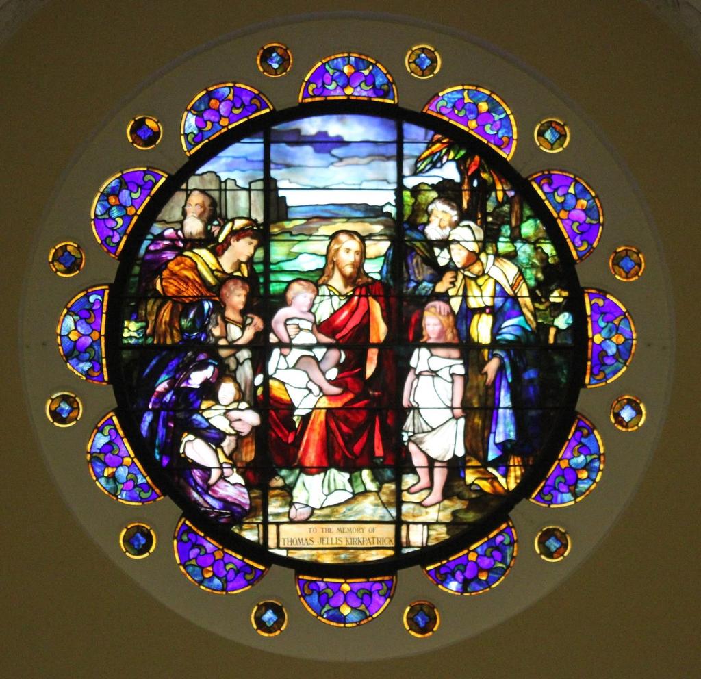 Chapel (Chancel Window) Christ with the Children Luke 18:16 Thomas Jellis Kirkpatrick (1829-1897) This window is one of the many windows brought
