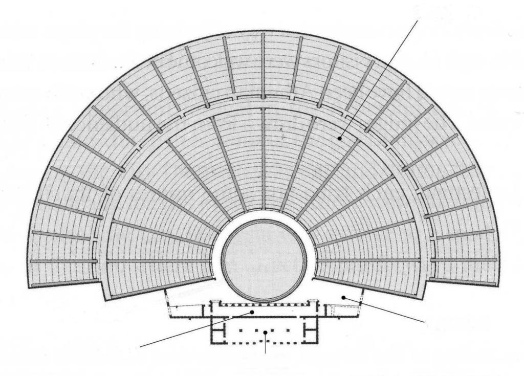 5 Match the places in an ancient Athenian theatre to the letters on the plan below. 6 A F C B D E One has been done for you.