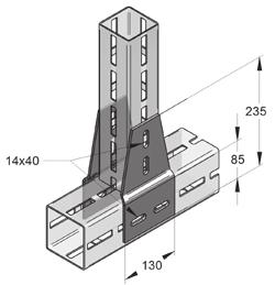 1,54 1) by using of all screw holes 2) use in pairs 3) cross profile XL 100; any connecting profile Identification profile type