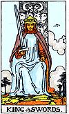 M I N O R A R C A N A KING of SWORDS Authority. Clever. Logical. Quick witted. Sound advice. The judge. Truthful. Wise. Birds. Butterfly. Clouds. Crown. Throne. Tree.