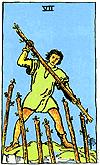 M I N O R A R C A N A SEVEN of WANDS Cautionary action. Challenge. Do not give up. High ground. Position of advantage. Pressured. Stand up for your rights. Staying on top. Sure footed. Take a stand.