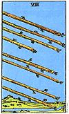 M I N O R A R C A N A EIGHT of WANDS A card of love. Action and energy. Direction. Forward motion. Full speed ahead. Passion. House. Mountains. River.