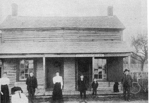 Brisbane Post Office on the Erin- Guelph Road, at the 7th line on the south corner. While the exact year the photo was taken is unknown, it is believed to have been about 1900.