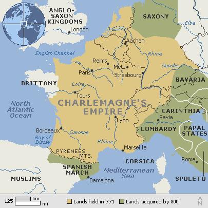 Charlemagne's Empire in 800 Under the rule of Pepin the Short and his son Charlemagne, the Carolingians of the 8th and 9th centuries conquered vast territories and combined large