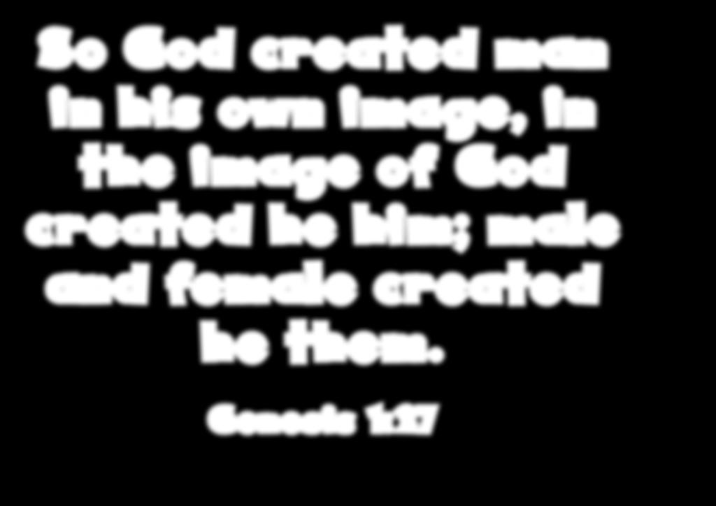 So God created man in his own image, in the image of God created he him; male and female created he them.