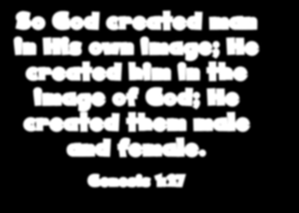 So God created man in His own image; He created him in the image of God; He created them male and female.