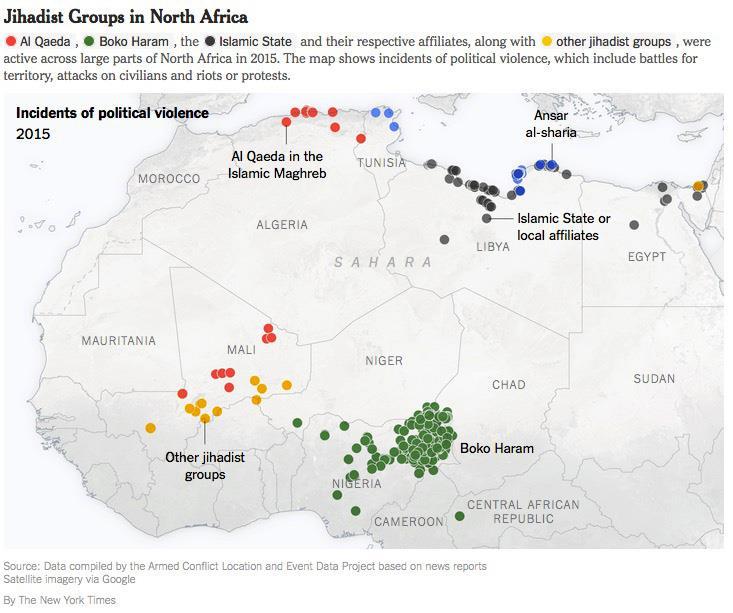 Jihadist Groups in North Africa Al Qaeda, Boko Haram, the Islamic State and their respective affiliates, along with other jihadist groups, were active across large parts of North Africa in 2015.